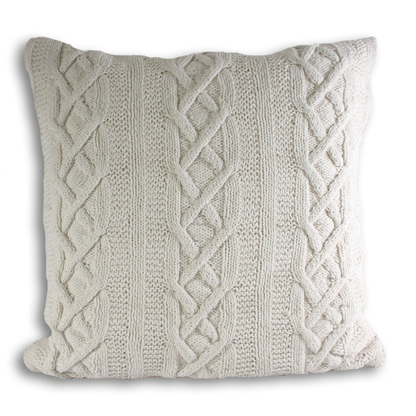 Cream knitted cheap cushion