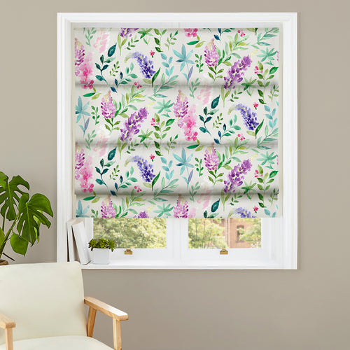Floral Green M2M - Trailing Lupins Multi Made to Measure Roman Blinds Evans Lichfield