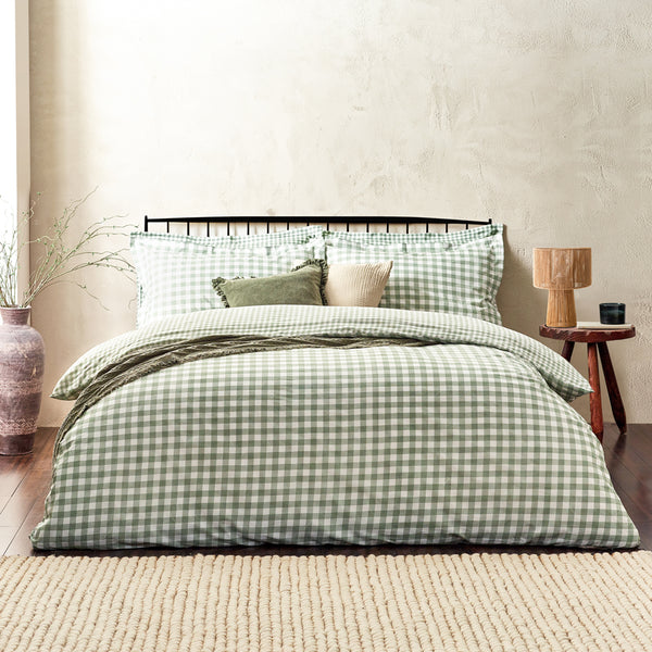 Barton Gingham Check Duvet Cover Set Forest