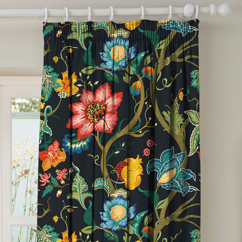 Floral Black M2M - Botanist Black Floral Made to Measure Curtains Paoletti