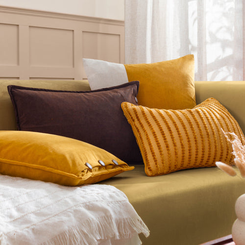 Plain Gold Cushions - Coba Washed Velvet Cushion Cover Gold furn.