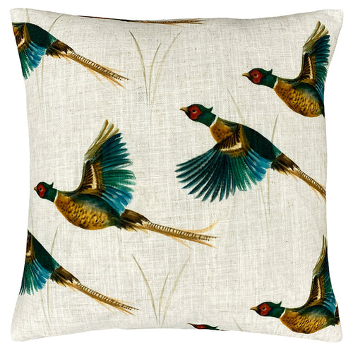 Animal Cream Cushions - Country Flying Pheasants Cushion Cover Gold Evans Lichfield