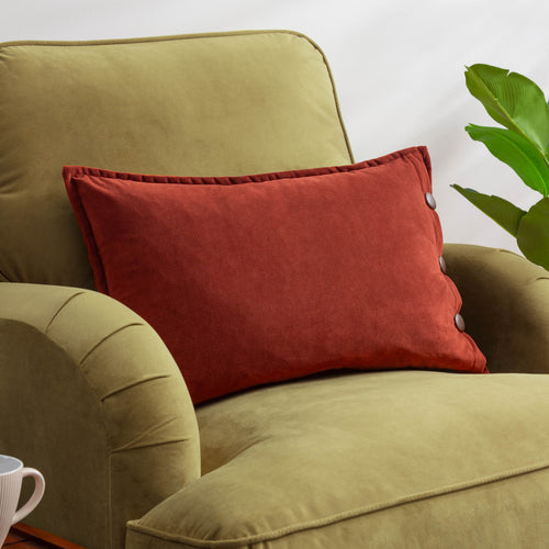 Plain Red Cushions - Effron Washed Velvet Cushion Cover Brick furn.