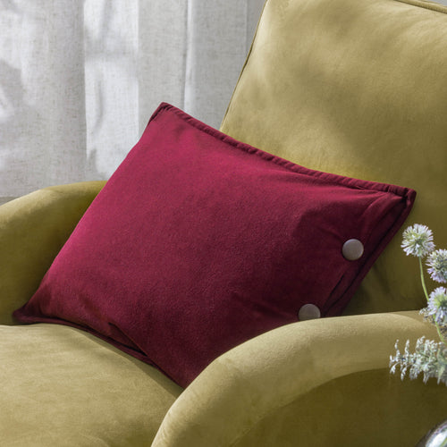 Plain Red Cushions - Effron Washed Velvet Cushion Cover Cherry furn.