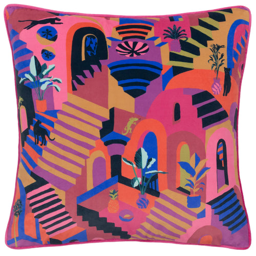 Abstract Multi Cushions - Eivissa Embroidered Velvet Cushion Cover Multicolour furn.