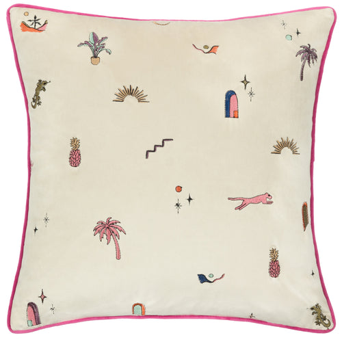 Abstract Multi Cushions - Eivissa Embroidered Velvet Cushion Cover Multicolour furn.