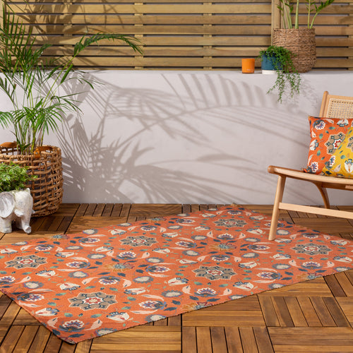 Abstract Orange Rugs - Folk Flora 120x170cm Indoor/Outdoor Rug Orange furn.