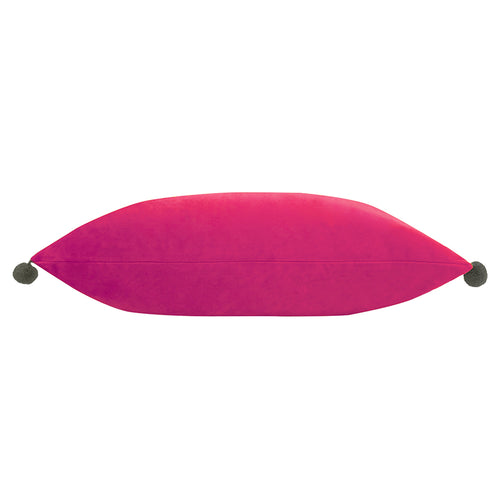 Plain Pink Cushions - Fiesta Velvet  Cushion Cover Magenta/Grey Paoletti