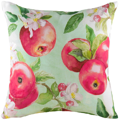  Green Cushions - Fruit Apples Printed Cushion Cover Sage/Pink Evans Lichfield