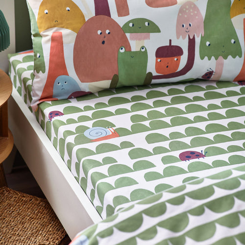 Animal Green Bedding - Funguys Geometric Fitted Bed Sheet Multicolour/Green little furn.
