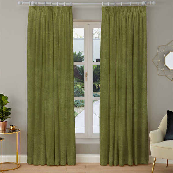 Firenze Olive Green Luxury Velour Made to Measure Curtains