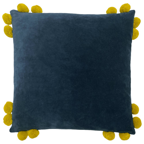 Plain Blue Cushions - Hoola Pom-Pom Cushion Cover Navy/Olive furn.