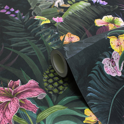 Floral Black Wallpaper - Kala  Wallpaper Black Paoletti
