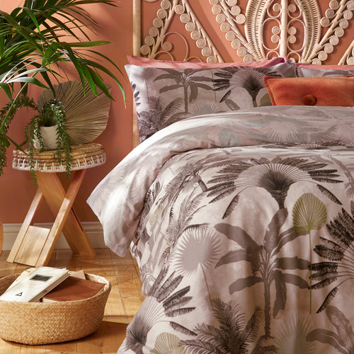 Jungle Pink Bedding - Malaysian Palm  Duvet Cover Set Blush furn.