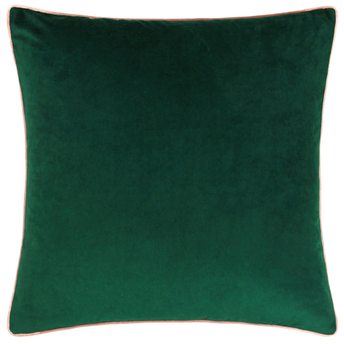 Plain Green Cushions - Meridian Velvet Cushion Cover Emerald/Blush Paoletti