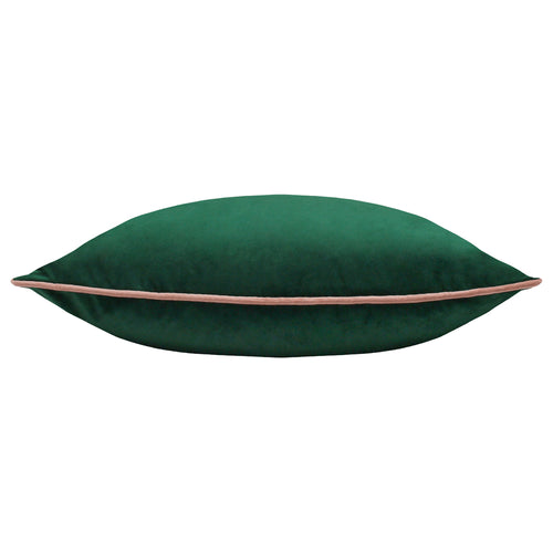 Plain Green Cushions - Meridian Velvet Cushion Cover Emerald/Blush Paoletti