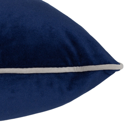 Plain Blue Cushions - Meridian Velvet Cushion Cover Navy/Silver Paoletti