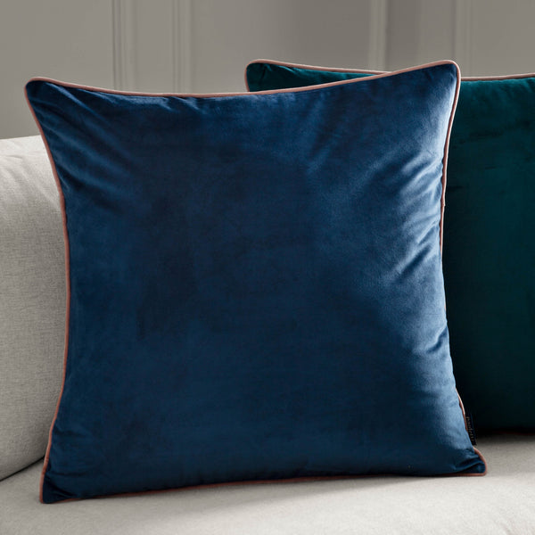 Meridian Blue Velvet Cushion Cover Petrol Blush Cushions Paoletti furn