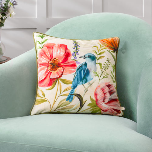 Animal Multi Cushions - Nectar Garden Bluebird Piped Velvet Cushion Cover Bloom Wylder