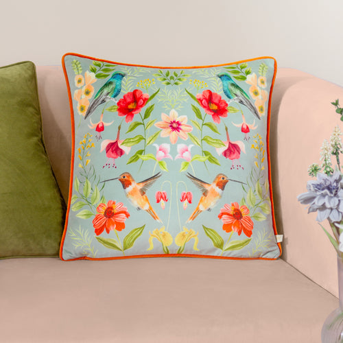 Animal Multi Cushions - Nectar Garden Blossom Piped Velvet Cushion Cover Multicolour Wylder