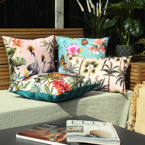 Animal Green Cushions - Parrots Outdoor Cushion Cover Green Evans Lichfield