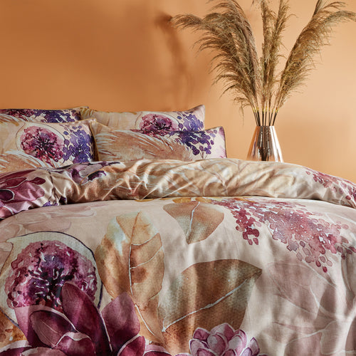 Floral Orange Bedding - Saffa Floral 100% Cotton Duvet Cover Set Orange/Peony Paoletti