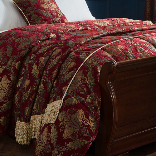 Floral Red Throws - Shiraz Traditional Jacquard Throw Burgundy Paoletti