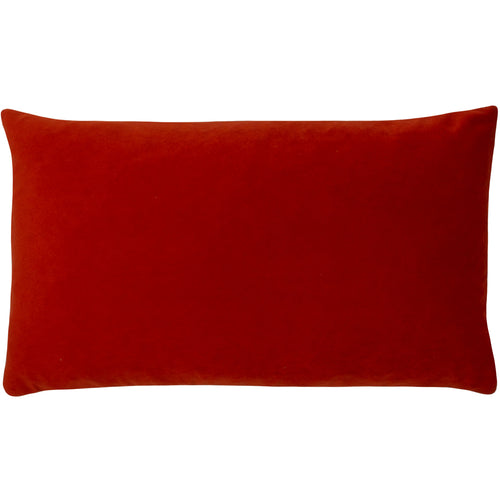 Plain Red Cushions - Sunningdale Velvet Rectangular Cushion Cover Flame Paoletti