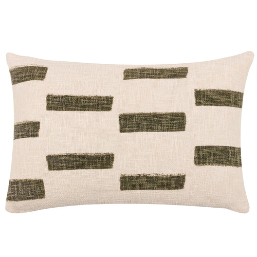 Geometric Green Cushions - Terra New Printed Slub Cotton Cushion Cover Moss Yard