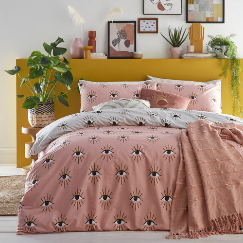 Abstract Pink Bedding - Theia Abstract Eye Duvet Cover Set Blush furn.