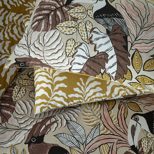 Jungle Beige Bedding - Tocorico Toucan Exotic Duvet Cover Set Natural furn.