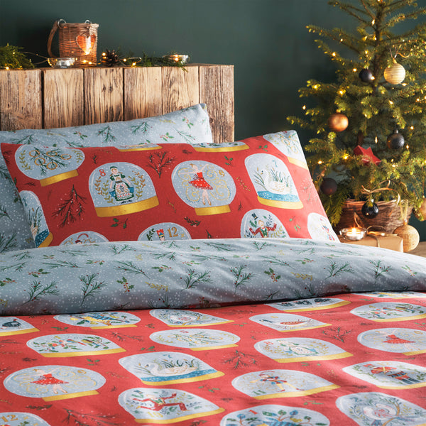 Twelve Days of Christmas Red Festive Duvet Cover Set Red Bedding