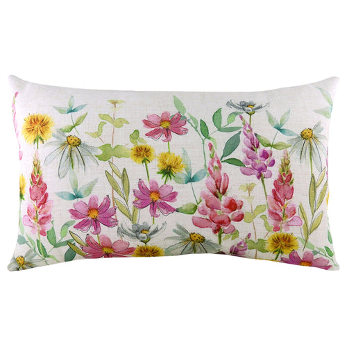 Floral Pink Cushions - Wild Flowers Ava Rectangular Cushion Cover Fuchsia Evans Lichfield