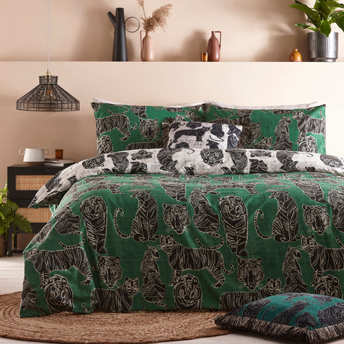 Animal Green Bedding - Wildcat  Duvet Cover Set Jungle Green furn.