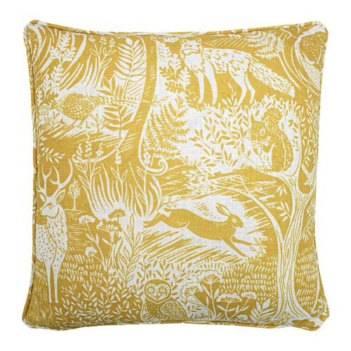 Animal Yellow Cushions - Woodland Scandi  Cushion Cover Ochre furn.