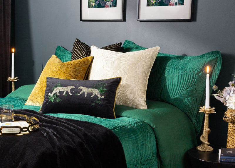 emerald quilted duvet set with luxe cushions