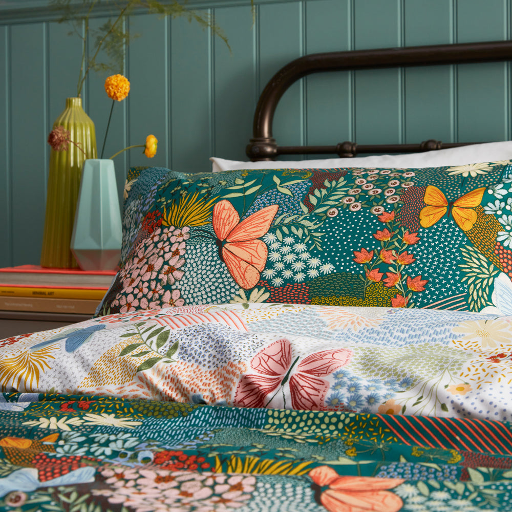 Forage Floral Duvet Cover Set Teal