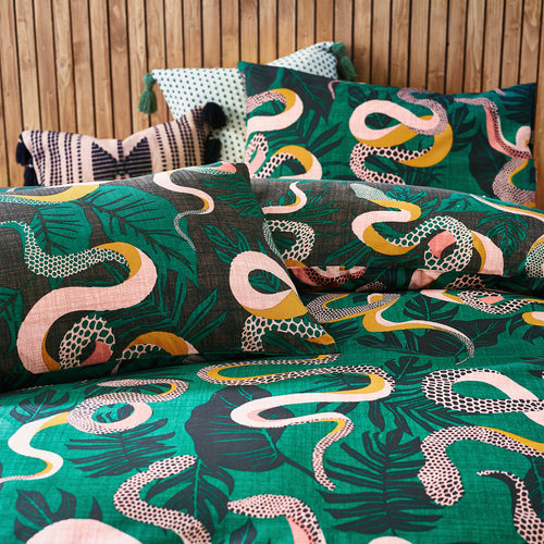 Jungle Green Bedding - Serpentine Tropical Duvet Cover Set Juniper Green furn.