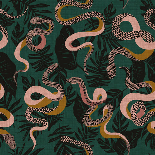 Jungle Green Bedding - Serpentine Tropical Duvet Cover Set Juniper Green furn.