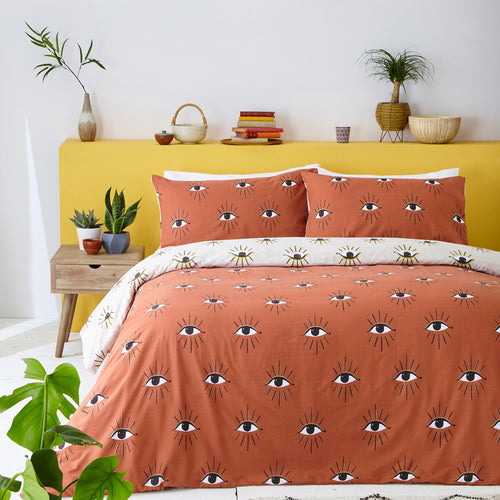 Abstract Red Bedding - Theia Abstract Eye Duvet Cover Set Clay Pink furn.