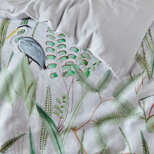 Animal White Bedding - Aaliyah Botanical 100% Cotton Duvet Cover Set White/Sage Paoletti