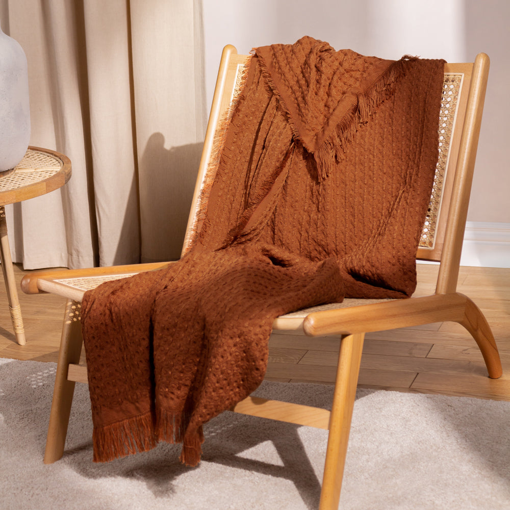 Plain Brown Throws - Abel Waffle Throw Pecan Yard