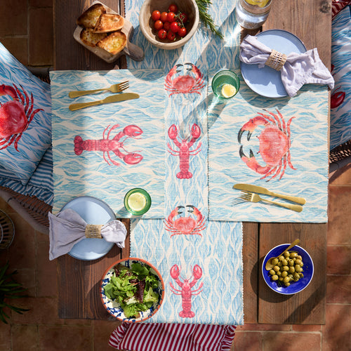 Abersoch Indoor/Outdoor Table Runner Marine