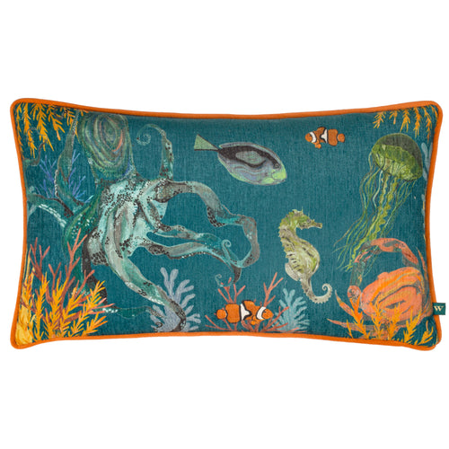 Animal Blue Cushions - Abyss Sea Creatures Rectangular Cushion Cover Ocean Wylder