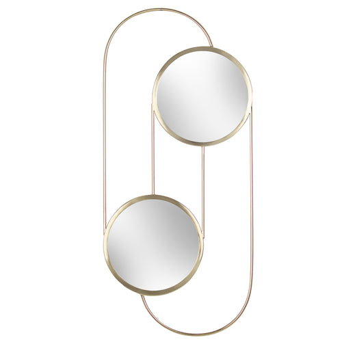  Gold Accessories - Abstract Double Round Circular Wall Mirror Brass Yard