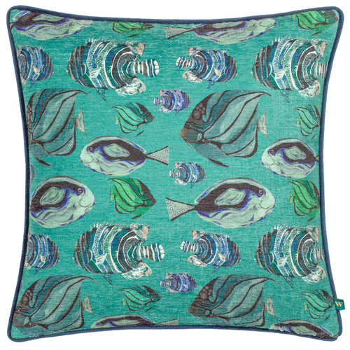 Animal Blue Cushions - Abyss Fish Repeat Cushion Cover Teal Wylder
