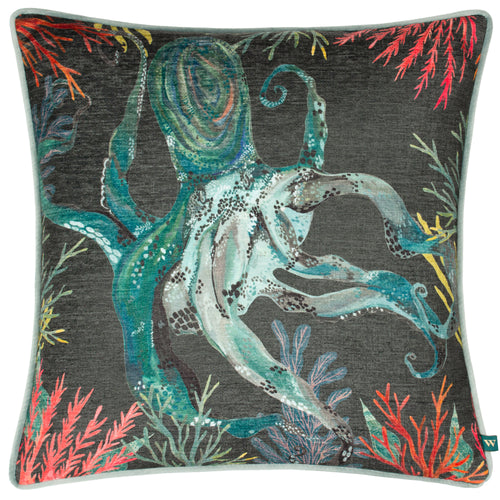 Animal Black Cushions - Abyss Octopus Cushion Cover Lichen Wylder