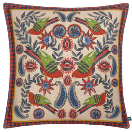 Wylder Akamba Mirrored Parrots Cushion Cover in Multicolour