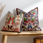 Wylder Akamba Mirrored Parrots Cushion Cover in Navy/Red