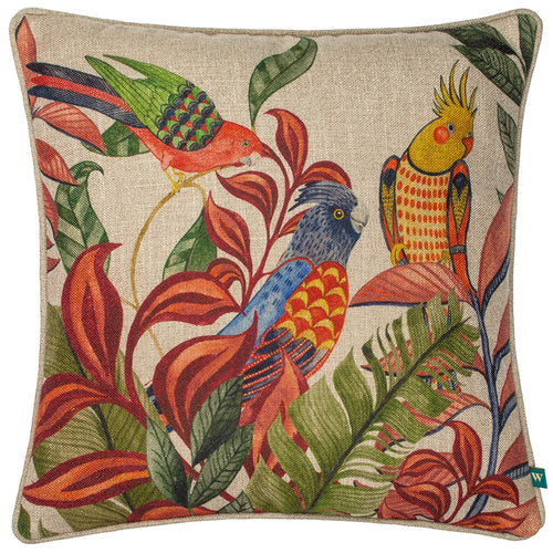 Animal Orange Cushions - Akamba Parrot Scene Cushion Cover Rust Wylder